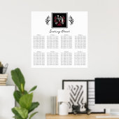 Poster Plan de table de mariage squelette avec roses roug (Bureau à domicile)