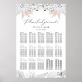 Poster Plan de table de mariage sur la plage bleu poussié (Devant)