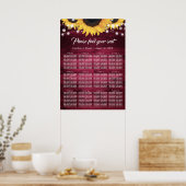 Poster Plan de table de mariage Tournesol Bourgogne 12 (Cuisine)