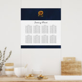 Poster Plan de table de mariage tournesol rustique bleu (Cuisine)