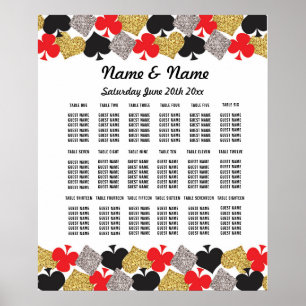 Poster Plan de table de mariage Vegas Casino pour 18 tabl