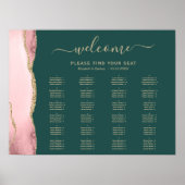 Poster Plan de table de mariage Vert émeraude Agate Or ro (Devant)