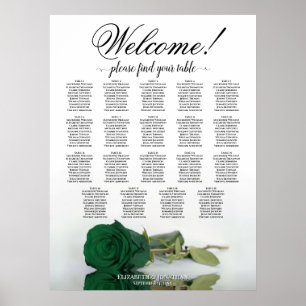 Poster Plan de table de mariage vert émeraude Rose 19