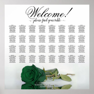 Poster Plan de table de mariage vert émeraude rose 32 pla