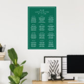 Poster Plan de table de mariage vert émeraude simple (Bureau à domicile)