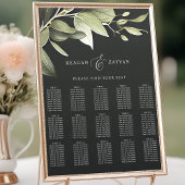 Poster Plan de table de mariage Vert foncé Mod Feuillage