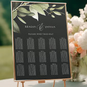 Poster Plan de table de mariage Vert foncé Mod Feuillage