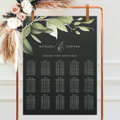 Poster Plan de table de mariage Vert foncé Mod Feuillage