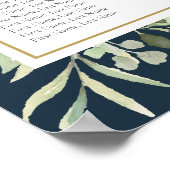 Poster Plan de table de mariage vert Navy Blue Or (Coin)