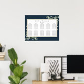Poster Plan de table de mariage vert Navy Blue Or (Bureau à domicile)