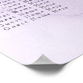 Poster Plan de table de mariage violet aquarelle moderne (Coin)