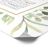 Poster Plan de table de première communion verte dorée (Coin)