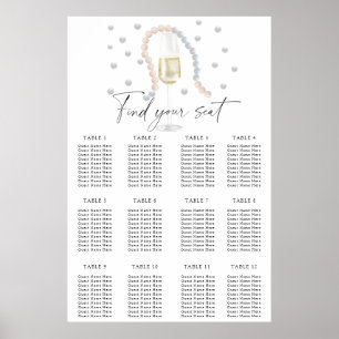 Poster Plan de table de Prosecco pour la fête de mariage