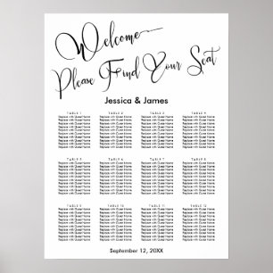 Poster Plan de table de réception de mariage en écriture