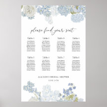 Plan de table de Shower de mariage Something Blue