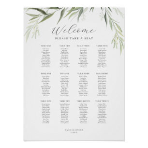 Poster Plan de table de verdure aux feuilles de gomme d'e