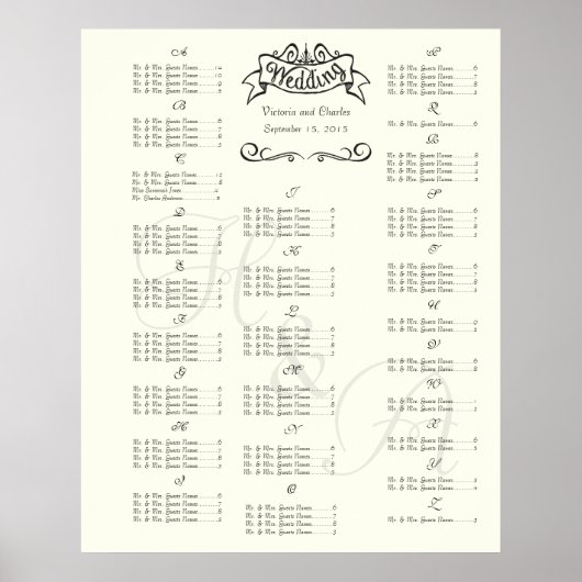 Poster Plan de table des invités pour événement de mariag (Devant)