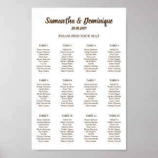 Poster Plan de table des invités pour la réception de mar