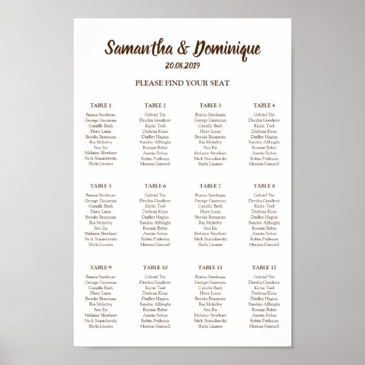 Poster Plan de table des invités pour la réception de mar (Devant)
