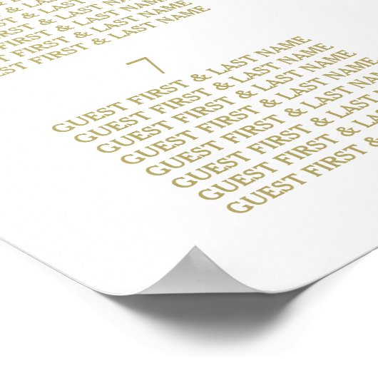 Poster Plan de table des Pois blancs et Mariages d'or mod (Coin)