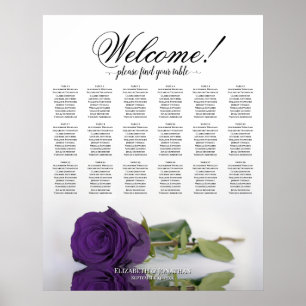 Poster Plan de table élégant avec rose pourpre royale pou