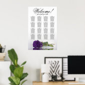 Poster Plan de table élégant avec rose royale violette po (Bureau à domicile)