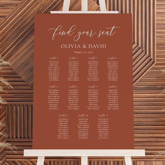 Poster Plan de table élégant Boho Terracotta 11