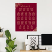 Poster Plan de table élégant burgundy & or 23 tables (Bureau à domicile)