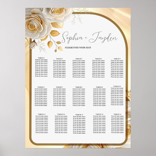 Poster Plan de table élégant de mariage (Devant)