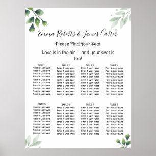 Poster Plan de table élégant de mariage avec verdure
