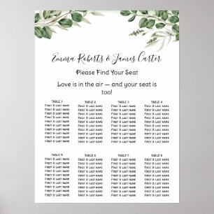 Poster Plan de table élégant de mariage avec verdure