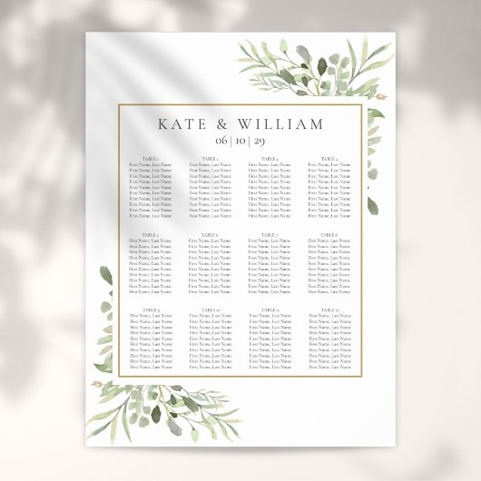 Poster Plan de table élégant de mariage avec verdure d'eu
