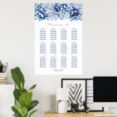 Poster Plan de table élégant de mariage floral bleu pour  (Bureau à domicile)