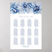 Poster Plan de table élégant de mariage floral bleu pour  (Devant)