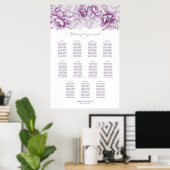 Poster Plan de table élégant Fleurs roses Mariage 11 tabl (Bureau à domicile)