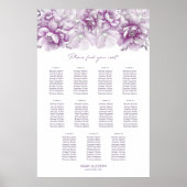 Poster Plan de table élégant Fleurs roses Mariage 11 tabl (Devant)