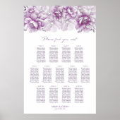 Poster Plan de table élégant Fleurs roses Mariage 13 tabl (Devant)