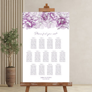 Poster Plan de table élégant Fleurs roses Mariage 13 tabl