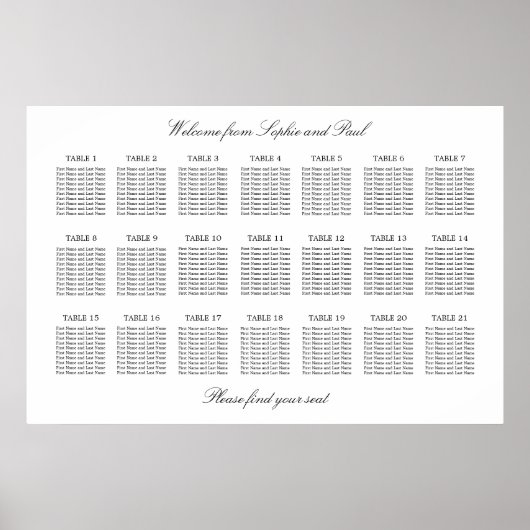 Poster Plan de table élégant minimaliste 21 (Devant)