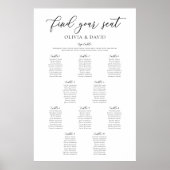 Poster Plan de table élégant pour 10 tables Trouvez votre (Devant)