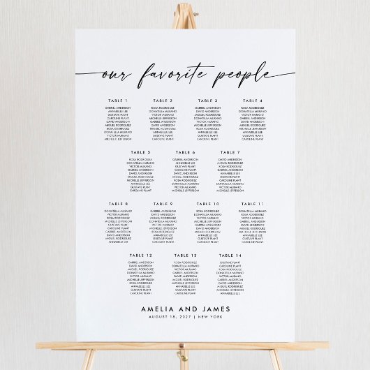 Poster Plan de table élégant pour 14 tables des personnes