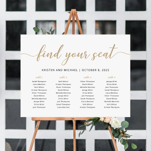 Poster Plan de table élégant pour 4 tables Trouvez votre