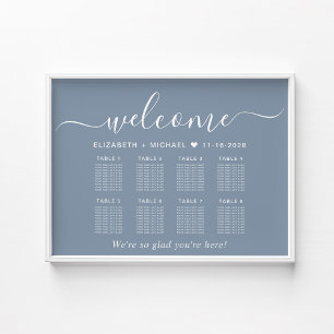 Poster Plan de table élégant pour 8 tables de mariage Ble