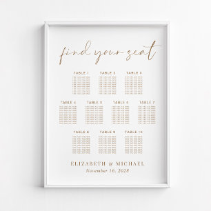 Poster Plan de table élégant pour mariage à 10 tables en