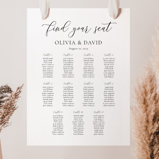 Poster Plan de table Elegant Script 11