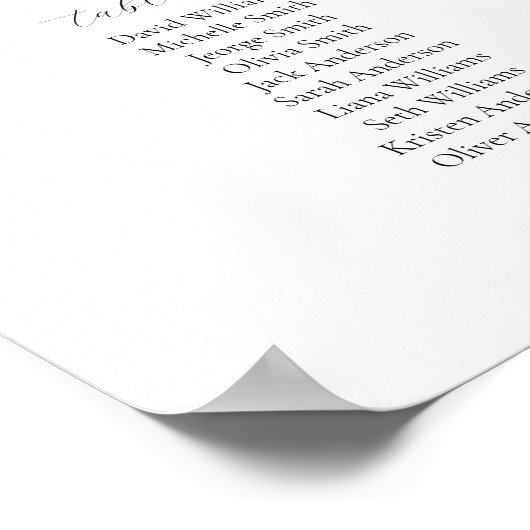 Poster Plan de table élégant Script 14 (Coin)