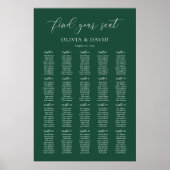Poster Plan de table élégant vert émeraude pour 20 tables (Devant)