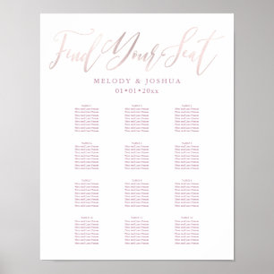 Poster Plan de table en calligraphie rose blush de PixDez