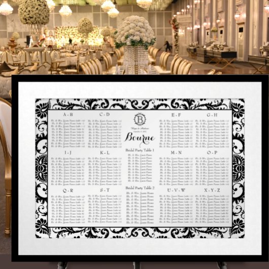 Poster Plan de table en damas - Nombres de tables - Alpha