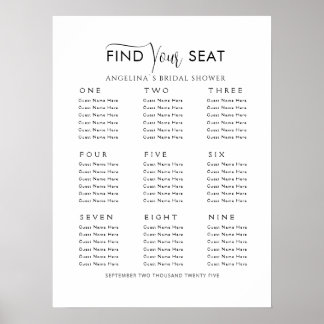 Poster Plan de table en panneau de mousse 9 tables Baby S